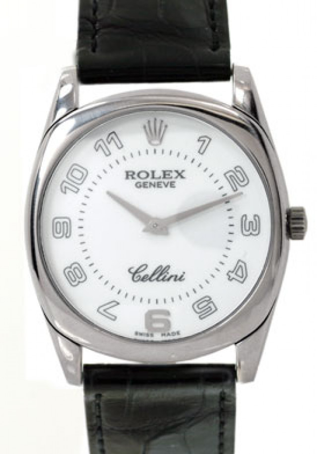 Rolex 4233 White Gold on Strap White with Silver Arabic & Silver 6